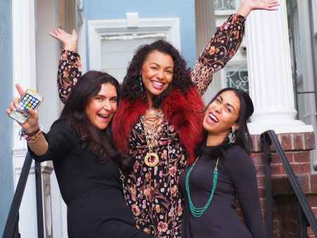 Malika Andrew with her mother and sister